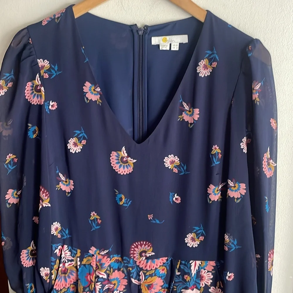Boden Belgrave Jumpsuit Silk Navy Flourish Scatter